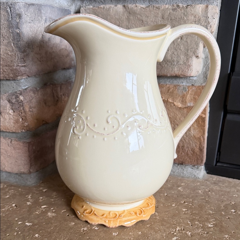 Pier 1 Gemma Baroque Cream and Gold Ornate Pitcher handcrafted in Italy 11 inch